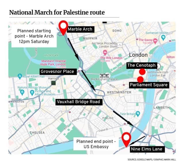 March for Palestine route