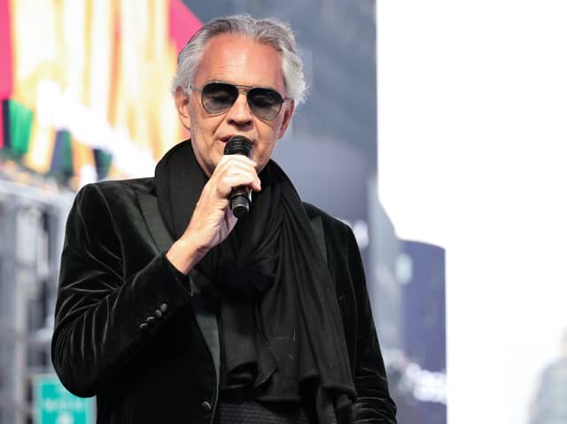 Andrea Bocelli in New York in March 2023. (Photo by Jamie McCarthy/Getty Images for Trinity Broadcasting Network)