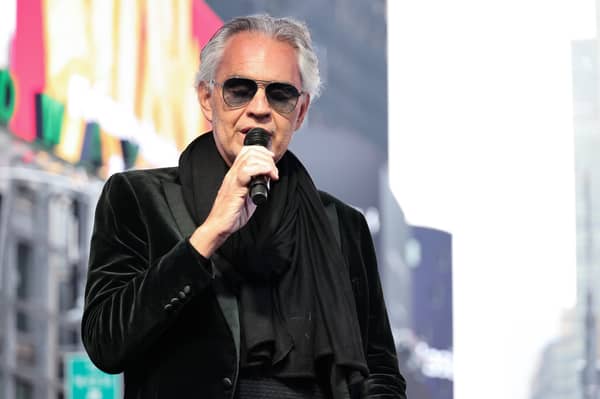 Andrea Bocelli in New York in March 2023. (Photo by Jamie McCarthy/Getty Images for Trinity Broadcasting Network)