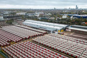 Tube trains stacked at London Underground's Neaden depot. (Photo by Dan Kitwood/Getty Images)