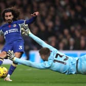  Marc Cucurella of Chelsea has a shot saved by Guglielmo Vicario of Tottenham during the Premier League match between Tottenham Hotspur and Chelsea 