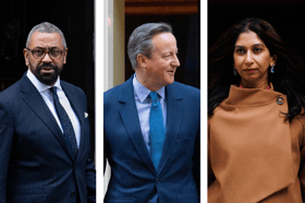 James Cleverly, David Cameron and Suella Braverman. (Photos by Getty)