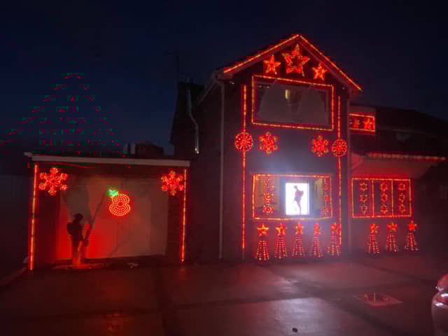 Jackie North, 37, decorated her Lincolnshire house in lights to mark Remembrance Day