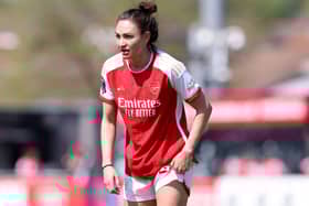 Jodie Taylor in action for Arsenal. Cr. Getty Images.