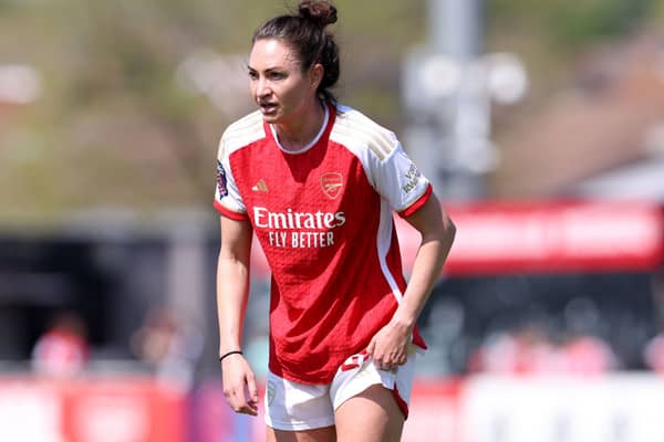 Jodie Taylor in action for Arsenal. Cr. Getty Images.