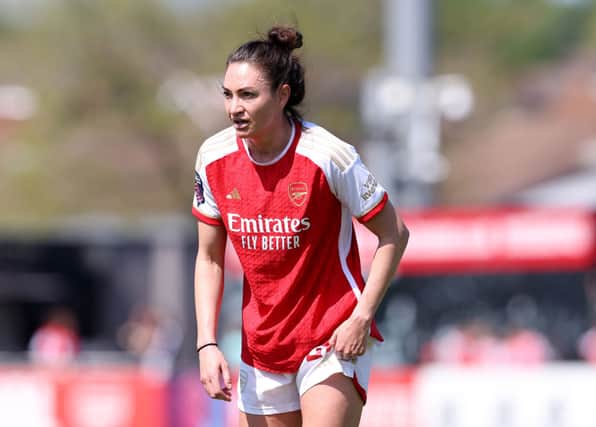 Jodie Taylor in action for Arsenal. Cr. Getty Images.