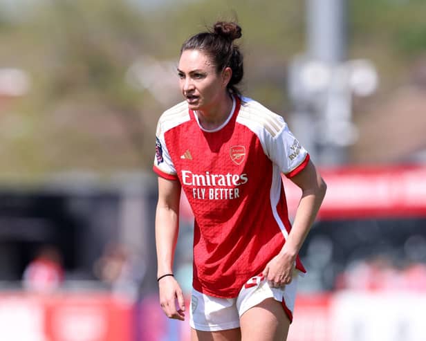 Jodie Taylor in action for Arsenal. Cr. Getty Images.