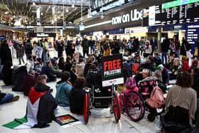 A pro-Palestine demonstration was held in Waterloo Station on November 11. Credit: Henry Nicholls/AFP via Getty Images.