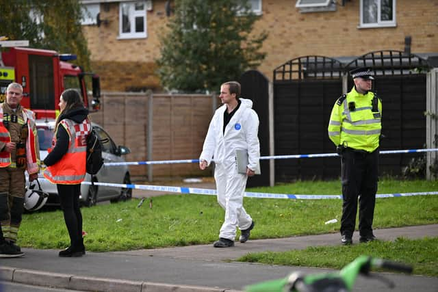 Emergency services at the scene in Channel Close, Hounslow. (Photo by Tony Kershaw/SWNS)