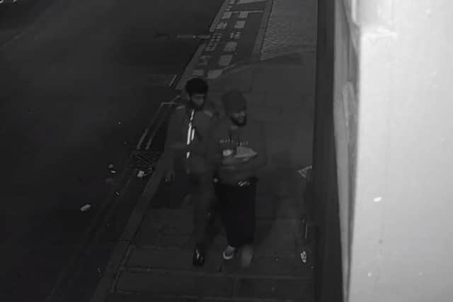 Two suspects in an investigation into a series of armed robberies in Camden and Islington - pictured in a CCTV image from a Nisa Local. (Photo by MPS)