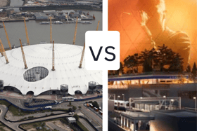 The owner of the O2 arena is opposing proposals for an MSG Sphere venue in east London. (Photos by Getty/MSG Sphere)