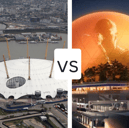 The owner of the O2 arena is opposing proposals for an MSG Sphere venue in east London. (Photos by Getty/MSG Sphere)