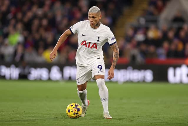 Richarlison of Tottenham Hotspur controls the ball during the Premier League match between Crystal Palace and Tottenham Hotspur 