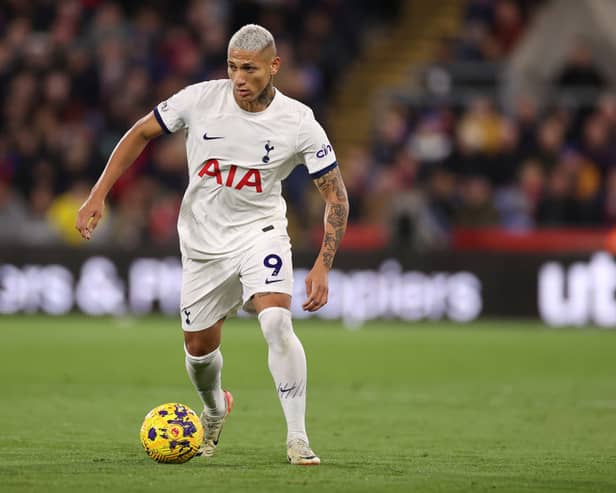 Richarlison of Tottenham Hotspur controls the ball during the Premier League match between Crystal Palace and Tottenham Hotspur 