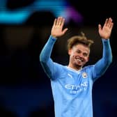  Kalvin Phillips of Manchester City acknowledges the fans after the team's victory during the UEFA Champions League match