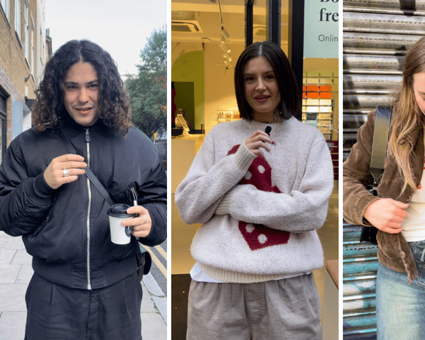 Thomas, Gabby and Annie in Shoreditch - What are people wearing and what do they think will be the next big fashion trend? (Photos by Amber Chow)