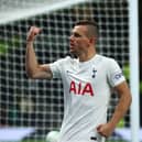 Giovani Lo Celso of Tottenham Hotspur celebrates after scoring their sides second goal during the UEFA Europa Conference League group G match 