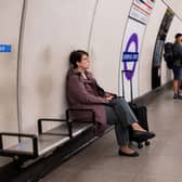 'Ghost' marks left by commuters at Tottenham Court Road on TfL's Elizabeth line, London. (Photo by Tony Kershaw/SWNS)