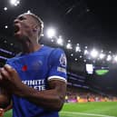  Nicolas Jackson of Chelsea celebrates after scoring the team's second goal during the Premier League match between Tottenham Hotspur and Chelsea 