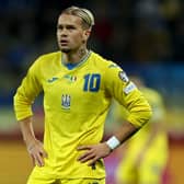 Mykhailo Mudryk of Ukraine looks on during the UEFA EURO 2024 European qualifier match between Ukraine and Italy