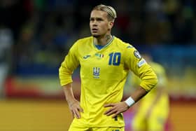 Mykhailo Mudryk of Ukraine looks on during the UEFA EURO 2024 European qualifier match between Ukraine and Italy