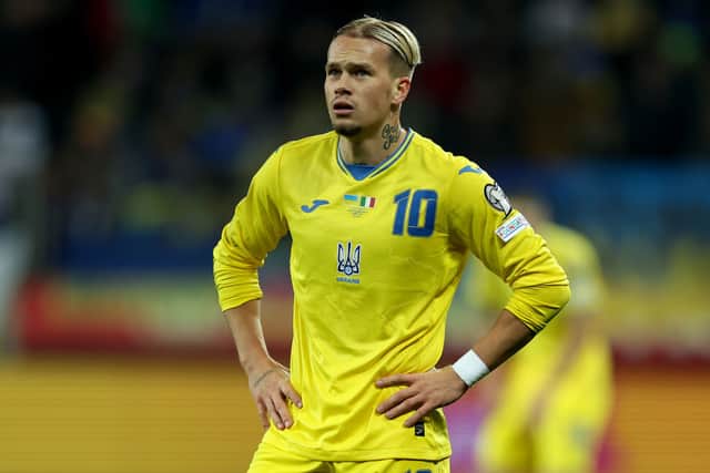 Mykhailo Mudryk of Ukraine looks on during the UEFA EURO 2024 European qualifier match between Ukraine and Italy