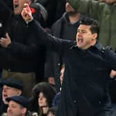 Chelsea's Argentinian head coach Mauricio Pochettino reacts on the touchline during the English Premier League football match 