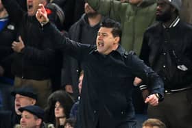 Chelsea's Argentinian head coach Mauricio Pochettino reacts on the touchline during the English Premier League football match 