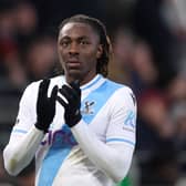 Eberechi Eze of Crystal Palace applauds the fans as he leaves the field after sustaining an injury during the Premier League match 