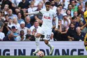 Tottenham Hotspur's Welsh striker #22 Brennan Johnson runs with the ball during the English Premier League football match between Tottenham Hotspur and Sheffield United