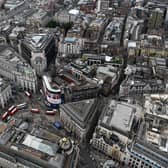 An aerial view of Picadilly Circus, London, in 2017. (Photo by Dan Mullan/Getty Images)