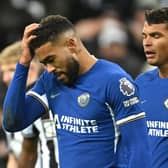 Chelsea captain Reece James reacts after being sent off during the Premier League match between Newcastle United and Chelsea