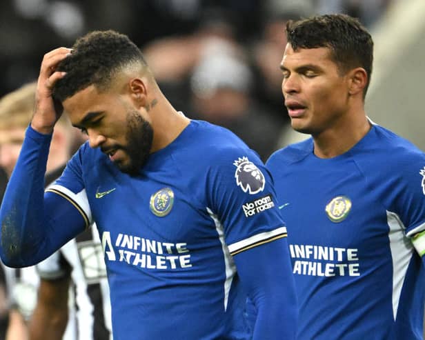 Chelsea captain Reece James reacts after being sent off during the Premier League match between Newcastle United and Chelsea