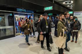 A TfL Elizabeth line platform. (Photo by Niklas HALLE'N / AFP via Getty Images)