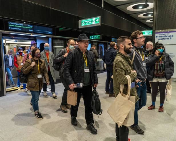 A TfL Elizabeth line platform. (Photo by Niklas HALLE'N / AFP via Getty Images)