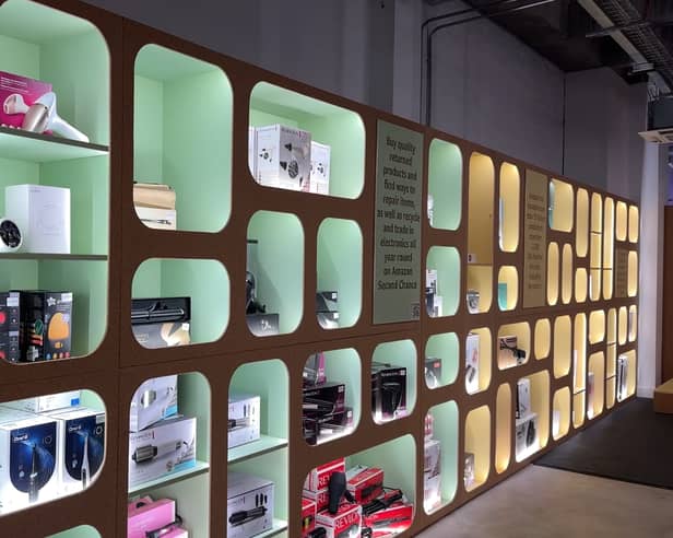 Bargains to be found in Amazon's Second Chance Store in London. (Photo by Jack Abela)