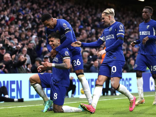 Enzo Fernandes celebrates scoring for Chelsea. (Image: Getty Images)
