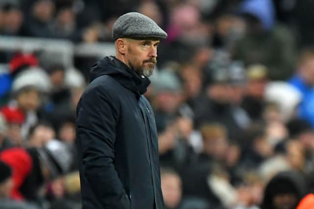 Manchester United's Dutch manager Erik ten Hag looks on during the English Premier League football match between Newcastle United and Manchester United