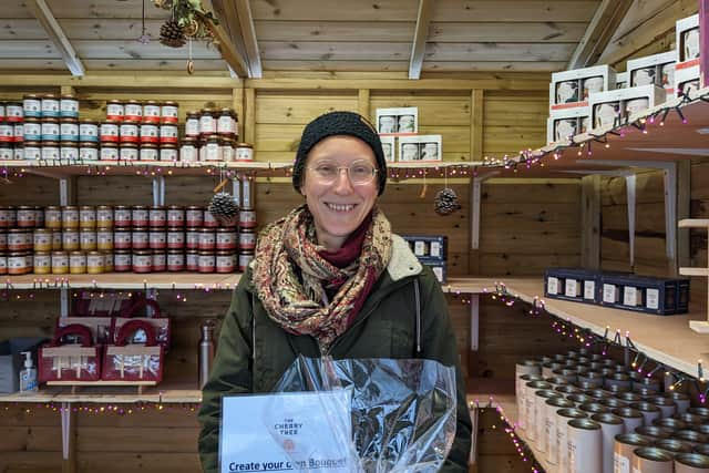 Lea and her husband Paul are running the Cherry Tree preserve stall