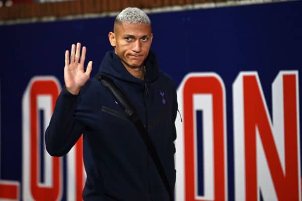 Tottenham Hotspur's Brazilian striker #09 Richarlison arrives to attend the English Premier League football match between Crystal Palace