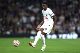 Pape Matar Sarr of Tottenham Hotspur controls the ball during the Premier League match between Tottenham Hotspur and Liverpool FC