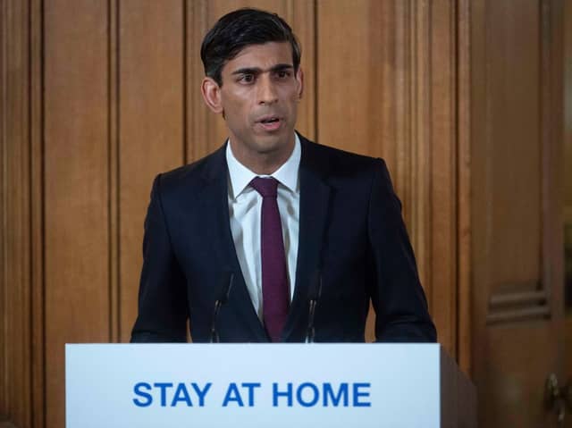 Rishi Sunak gives a press conference as Chancellor during the Covid pandemic. Credit: JULIAN SIMMONDS/POOL/AFP via Getty Images