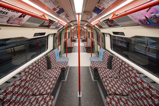 Inside the first newly refurbished Central line train