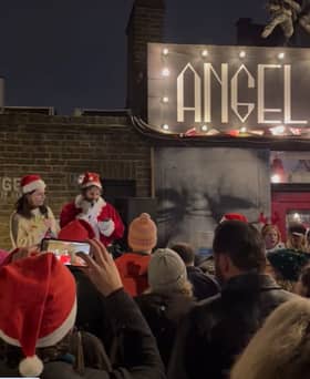Aisling Bea and Nish Kumar lead a Christmas singalong at The Bill Murray, Islington. (Photo by Jack Abela)
