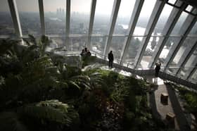 Sky Garden, at 20 Fenchurch Street, is "London's highest public garden" with views looking east to Canary Wharf and Tower Bridge. Book a free ticket online for a look around, or book a table for a swanky meal. (Photo by Peter Macdiarmid/Getty Images)
