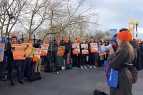 Striking doctors at St Thomas' Hospital in London. (Photo by Jack Abela)