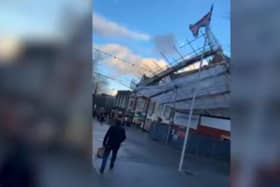 Storm Henk pulls scaffolding down in Sutton High Street. (Photo by SWNS)