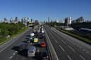 Heavy traffic queues on the approach to enter the Blackwall Tunnel in 2020. (Photo by Glyn KIRK / AFP via Getty Images)
