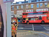 Footage captures the extent of the damage to an electric bus which caught fire. (Photo by Ruben Bennett)