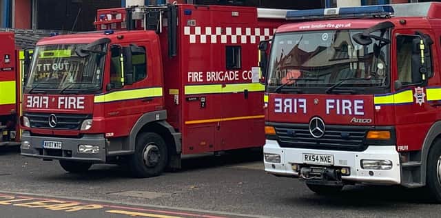 London Fire Brigade engines. (Photo by André Langlois)